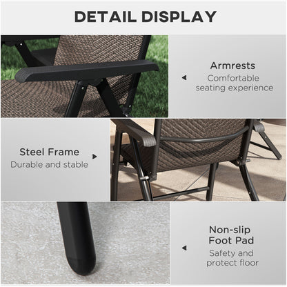 Outsunny Set of Four Folding Garden Chairs, with Seven-Position Adjustable Backs, Dark Brown