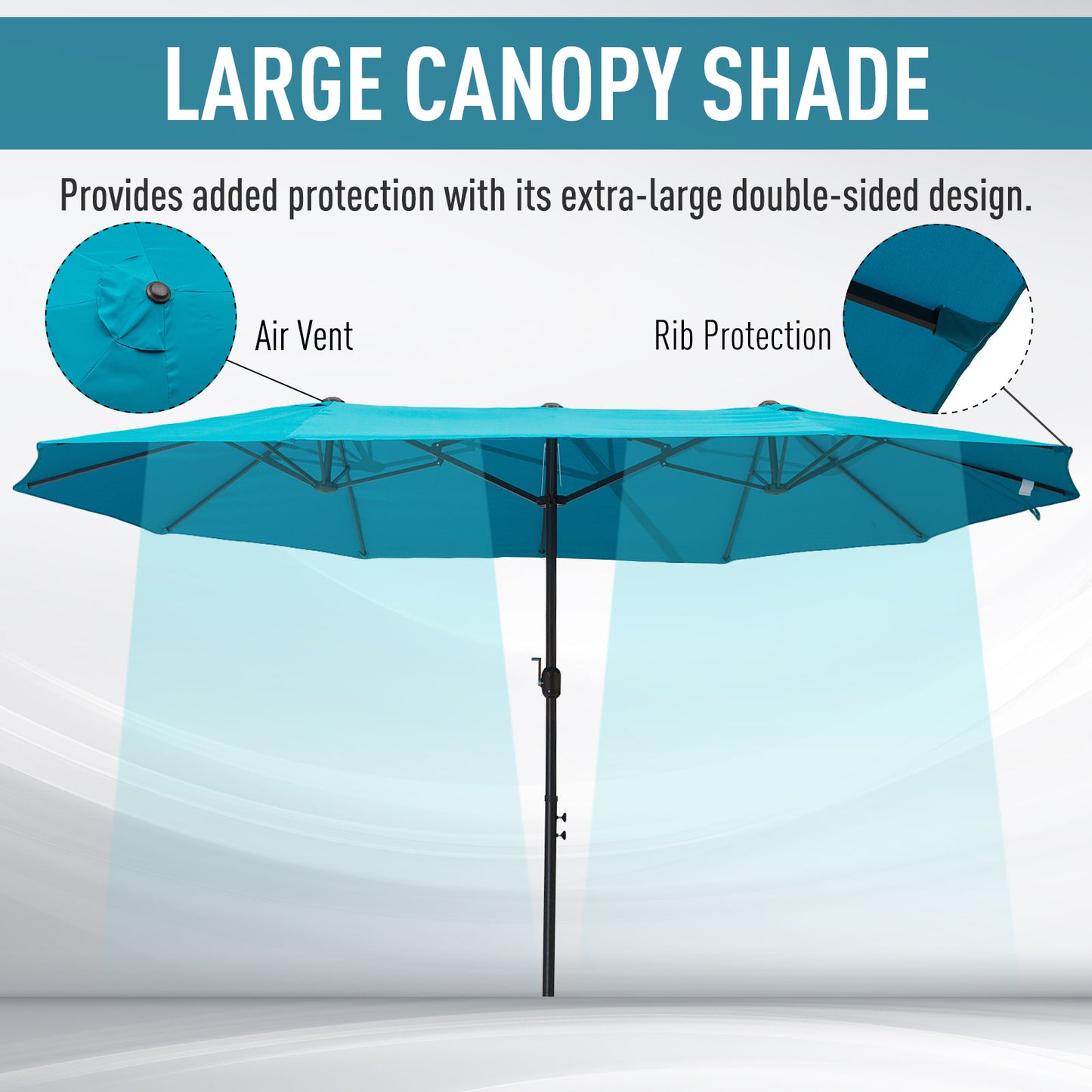 Outsunny 4.6m Double Garden Parasol - Sky Blue