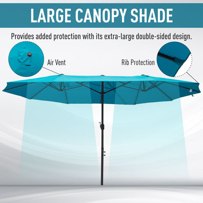 Outsunny 4.6m Double Garden Parasol - Sky Blue
