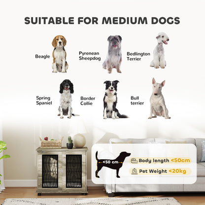 PawHut Indoor Dog Crate Furniture End Table with Soft Washable Cushion, Lockable Front Door, for Medium Dogs - Black