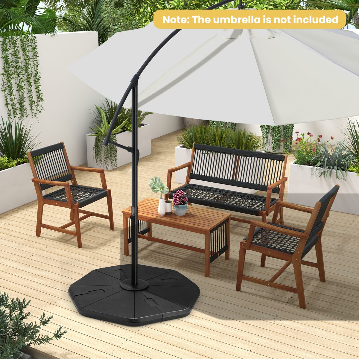 4-Piece Fillable Umbrella Base Stand for Garden Yard Poolside