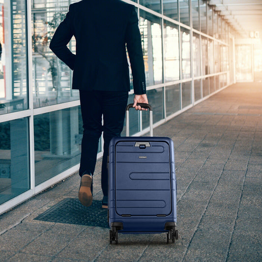 Carry On Luggage with 4-Level Telescoping Aluminum Pull Rod-Navy