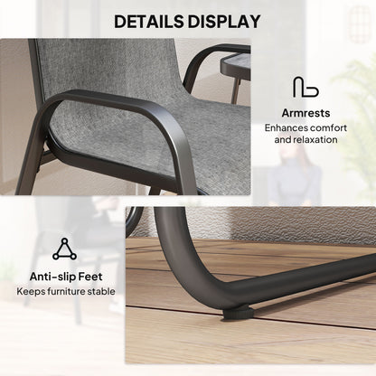 Outsunny Three-Piece Metal Frame Garden Seating Set - Grey