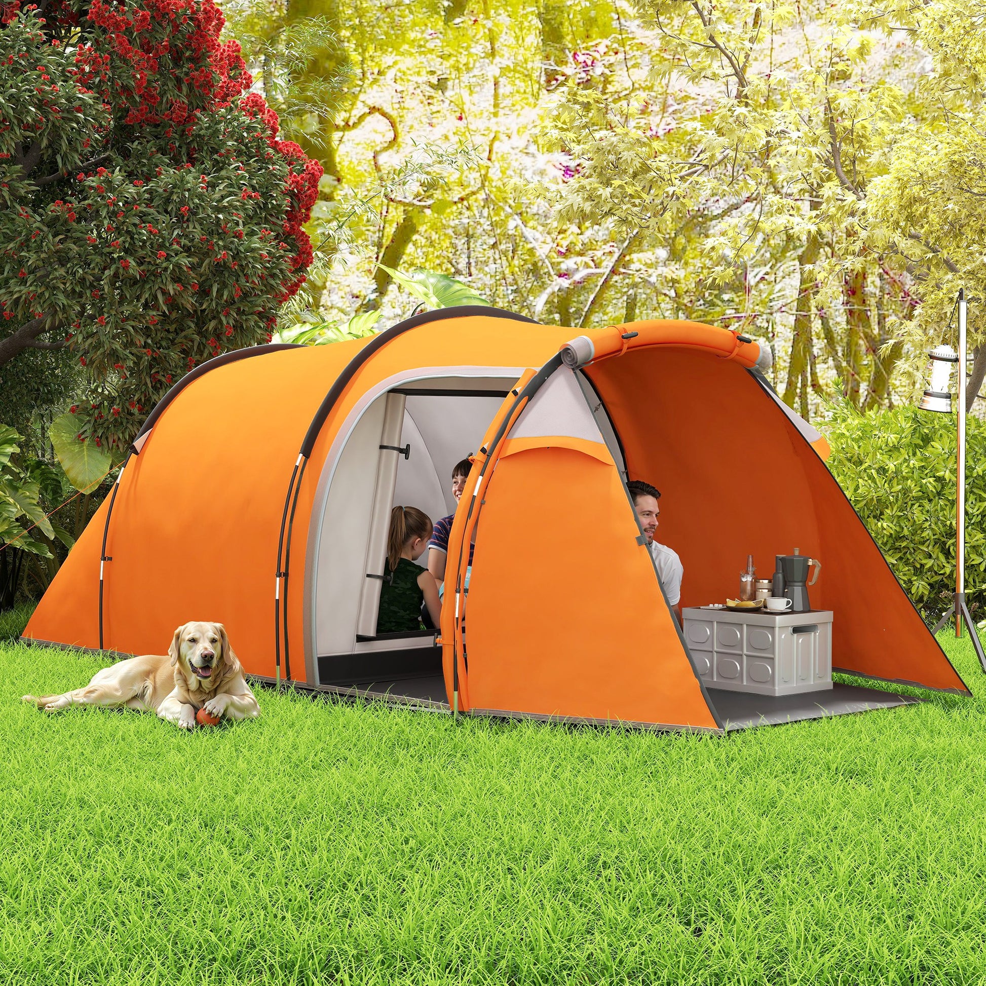 3 man tent with porch Outsunny 2-3 Man Tunnel Tents with Vestibule Camping Tent Porch Air Ve – GardenArch