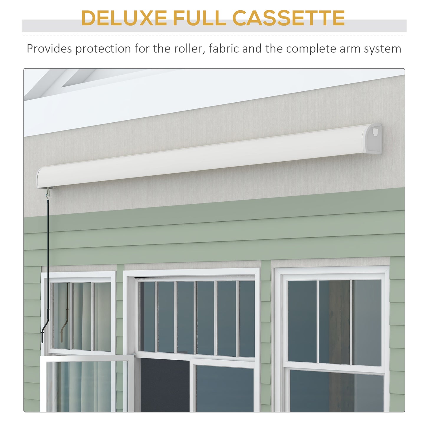 Outsunny 4 x 3(m) Electric Retractable Awning with Remote Controller, Aluminium Frame Sun Canopies for Patio Door Window