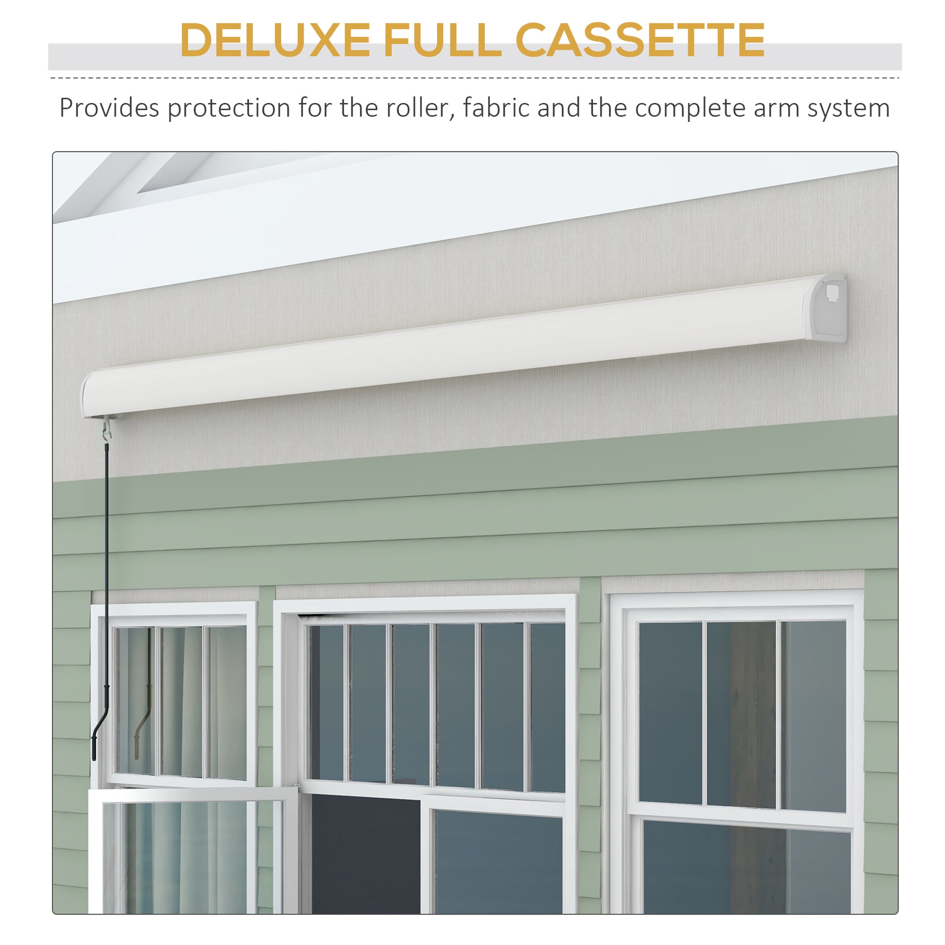 Outsunny 4 x 3(m) Electric Retractable Awning with Remote Controller, Aluminium Frame Sun Canopies for Patio Door Window