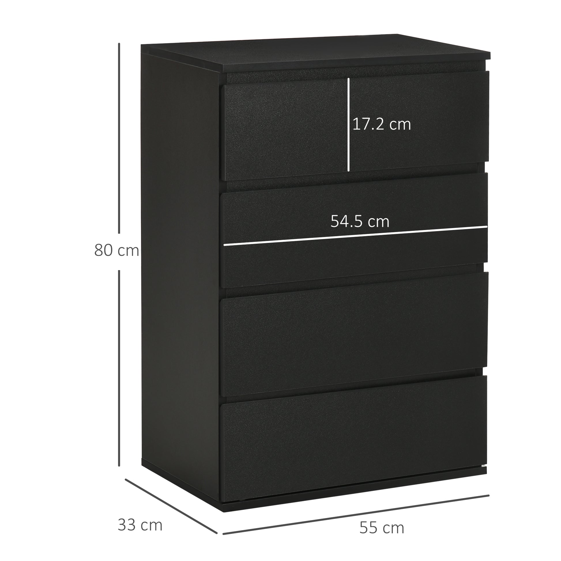 HOMCOM Chest of Drawers, 4-Drawer Storage Cabinets, Modern Dresser, Storage Drawer Unit for Bedroom