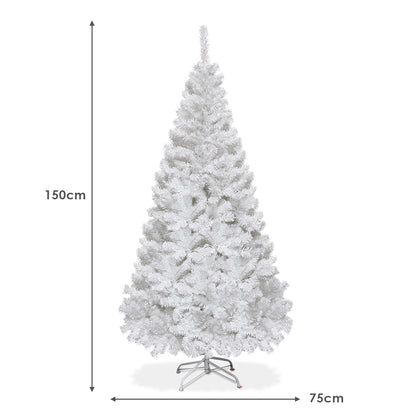 5/6/7/8 Feet White Artificial Christmas Tree with Metal Stand-5 ft
