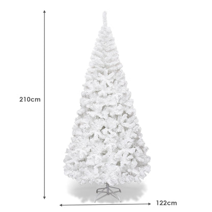 5/6/7/8 Feet White Artificial Christmas Tree with Metal Stand-7 ft