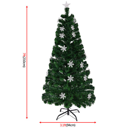 7ft / 2.1m Fibre Optic Christmas Tree with Snowflake and Star Decoration