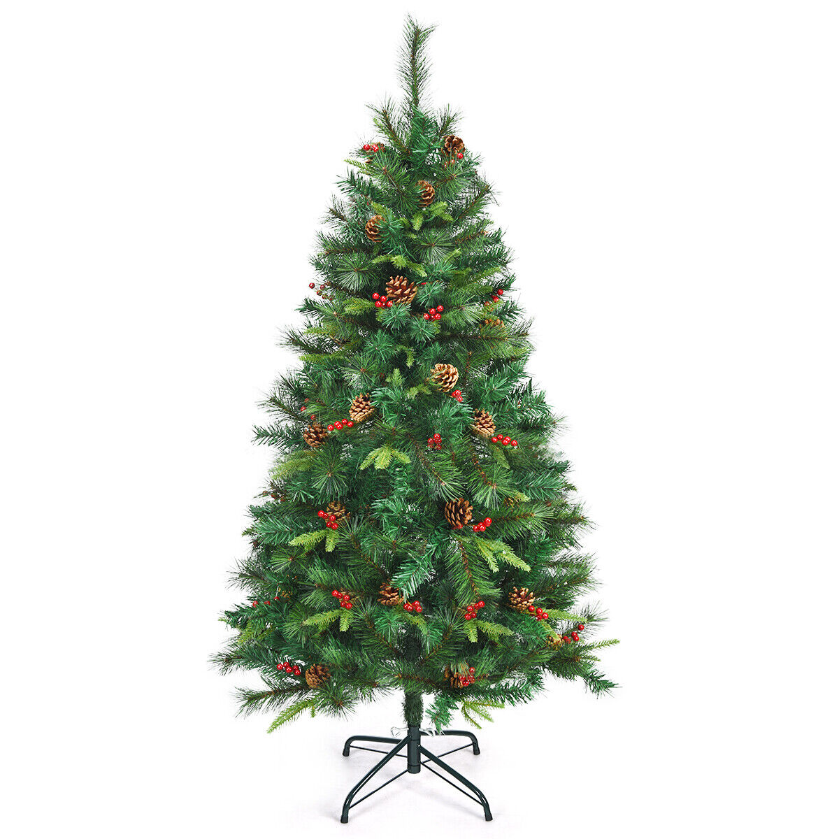 5 Feet Pre-Lit Artificial Christmas Tree with Red Berries