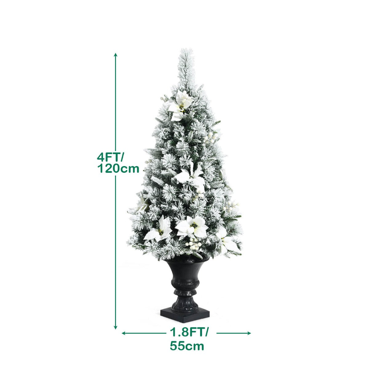 4 Feet Pre-Lit Artificial Snow Flocked Christmas Tree for Xmas Decoration