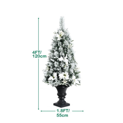 4 Feet Pre-Lit Artificial Snow Flocked Christmas Tree for Xmas Decoration