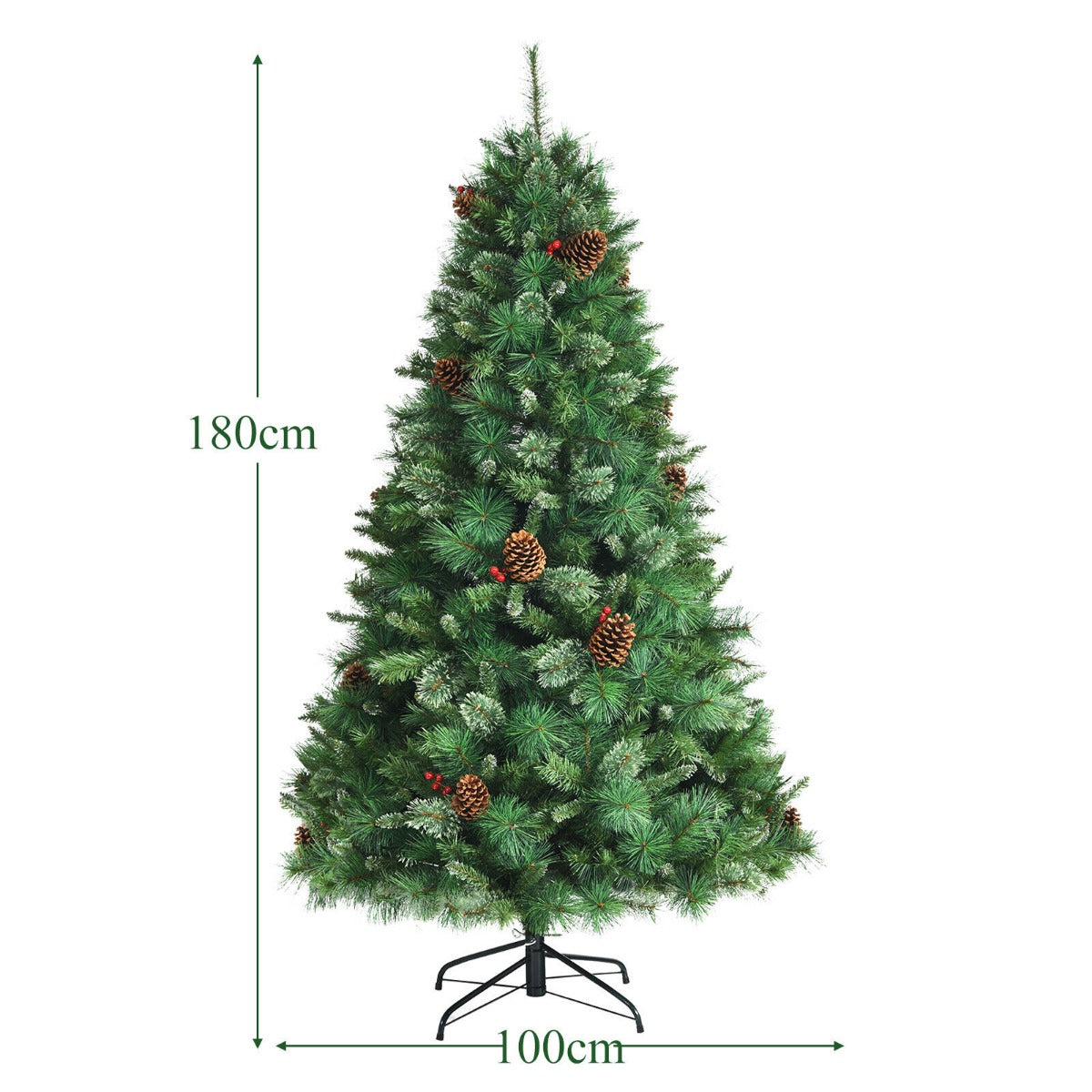 6 Feet Artificial Christmas Tree with Red Berries and Pine Cones
