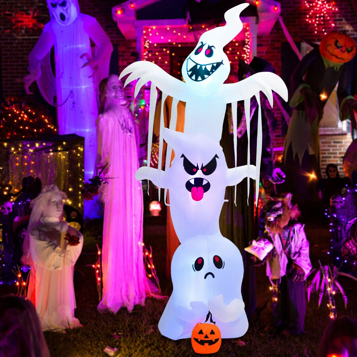 Giant Inflatable Halloween Ghost with Built-in Lights