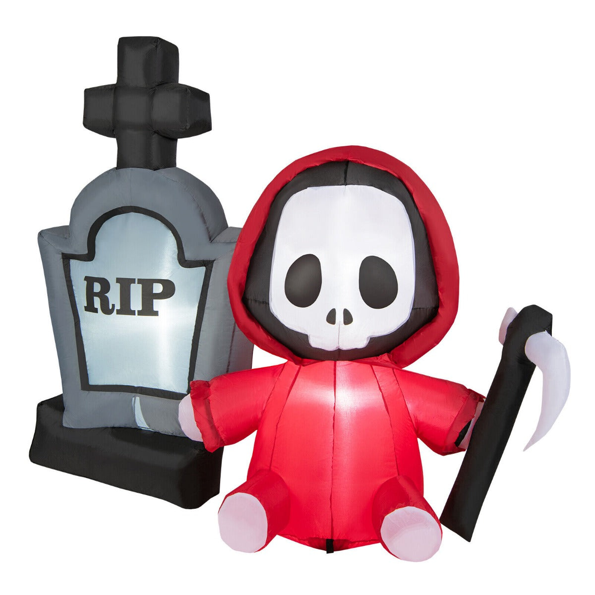 5 Feet Halloween Inflatable Decoration Tombstone and Grim Reaper Combo