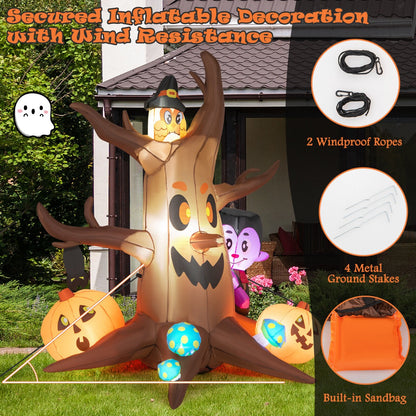 6 Feet Lighted Halloween Inflatable Ghost Tree with Pumpkins Vampire