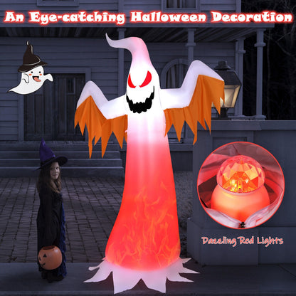 Halloween Inflatable Ghost with Red LED Lights for Home Yard
