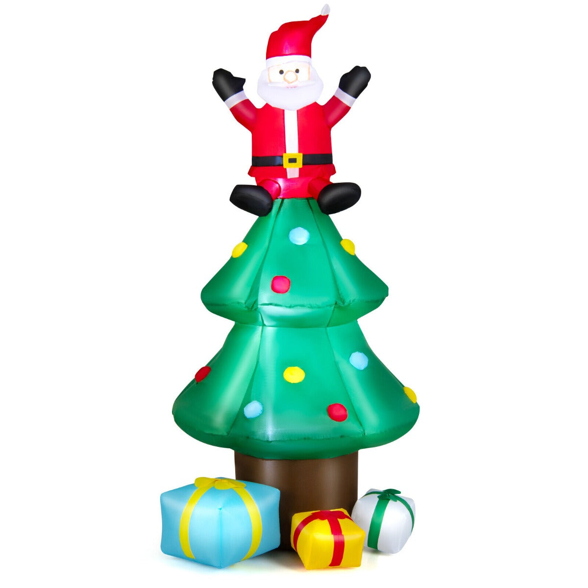 7 Feet Inflatable Christmas Tree with Santa Claus and LED Lights
