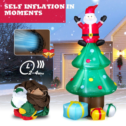 7 Feet Inflatable Christmas Tree with Santa Claus and LED Lights