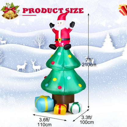7 Feet Inflatable Christmas Tree with Santa Claus and LED Lights
