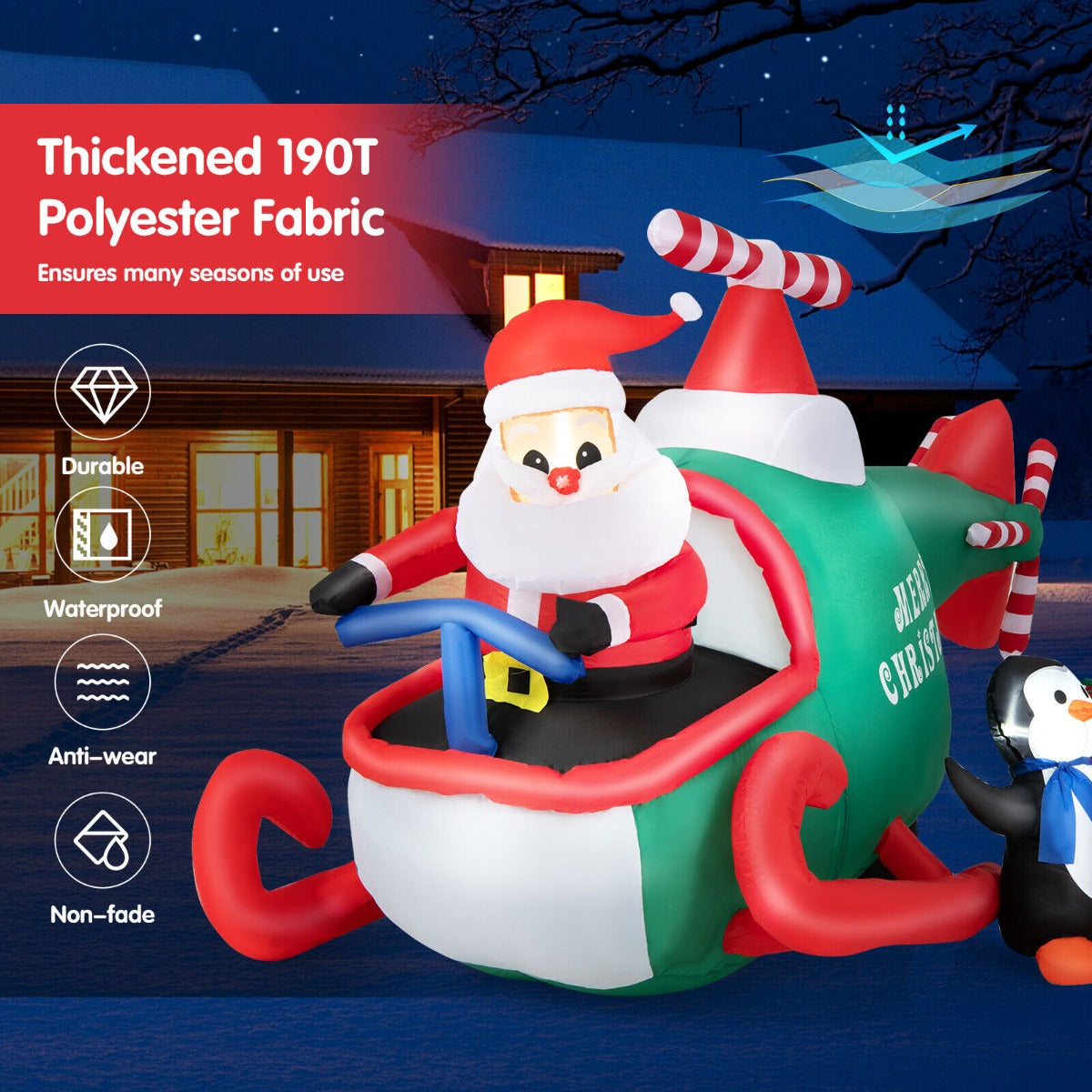 Inflatable Christmas Santa Claus with LED Lights for Indoor Outdoor