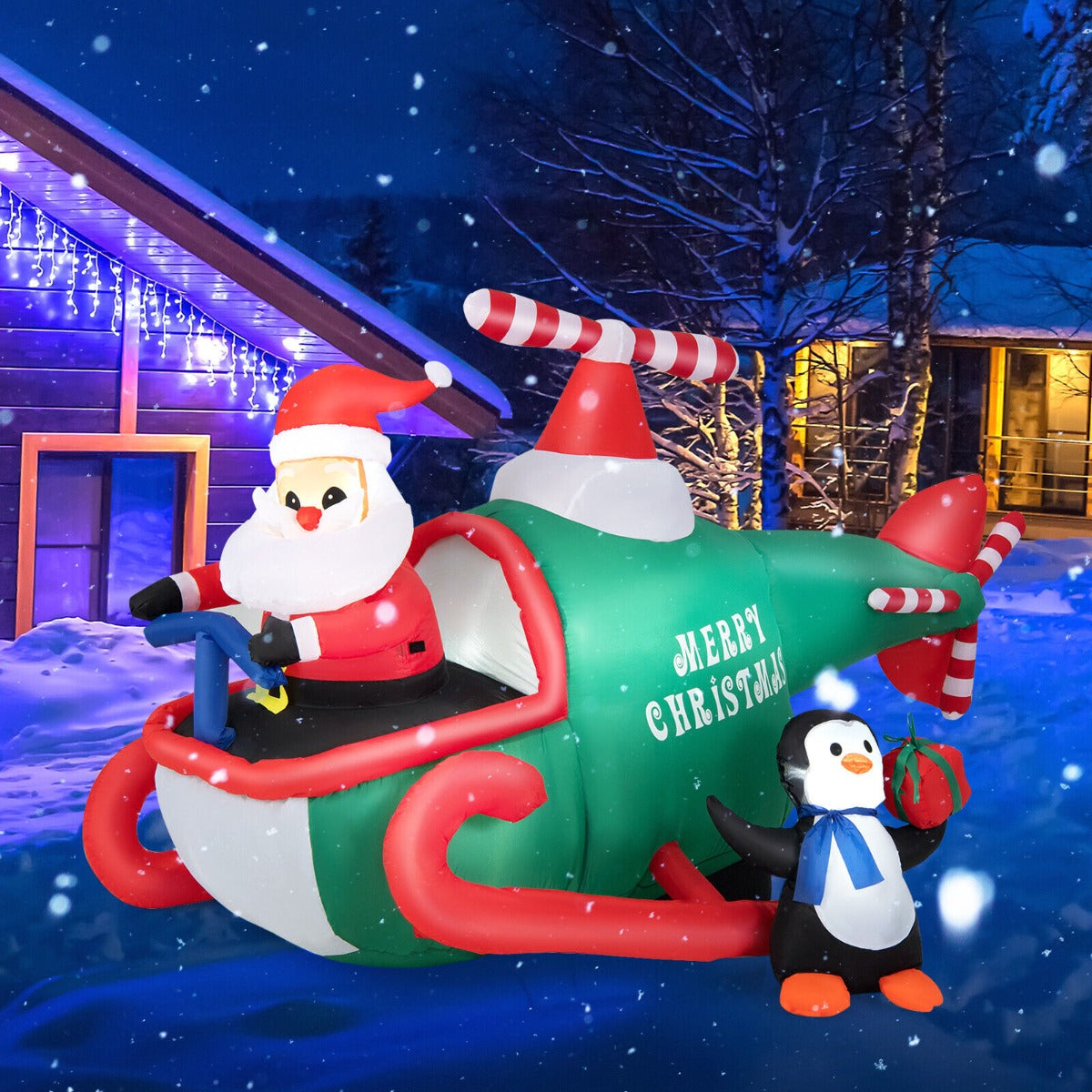 Inflatable Christmas Santa Claus with LED Lights for Indoor Outdoor