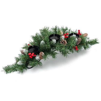 Artificial Christmas Tabletop Centerpiece with 3 Candle Holders