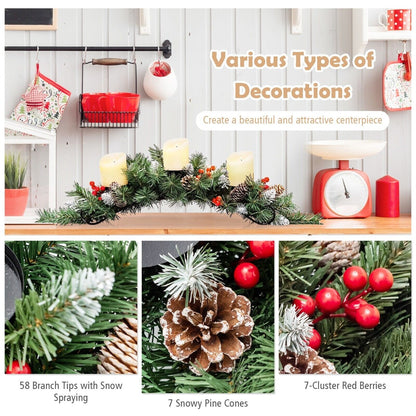 Artificial Christmas Tabletop Centerpiece with 3 Candle Holders