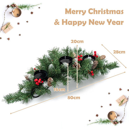 Artificial Christmas Tabletop Centerpiece with 3 Candle Holders