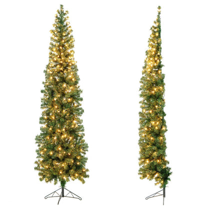 7 Feet Half-Shape Christmas Tree with 150 LED Lights 450 Branch Tips