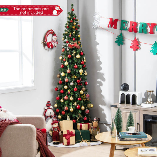 7 Feet Half-Shape Christmas Tree with 150 LED Lights 450 Branch Tips