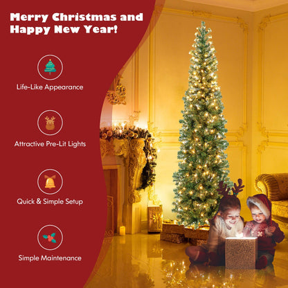 7 Feet Half-Shape Christmas Tree with 150 LED Lights 450 Branch Tips