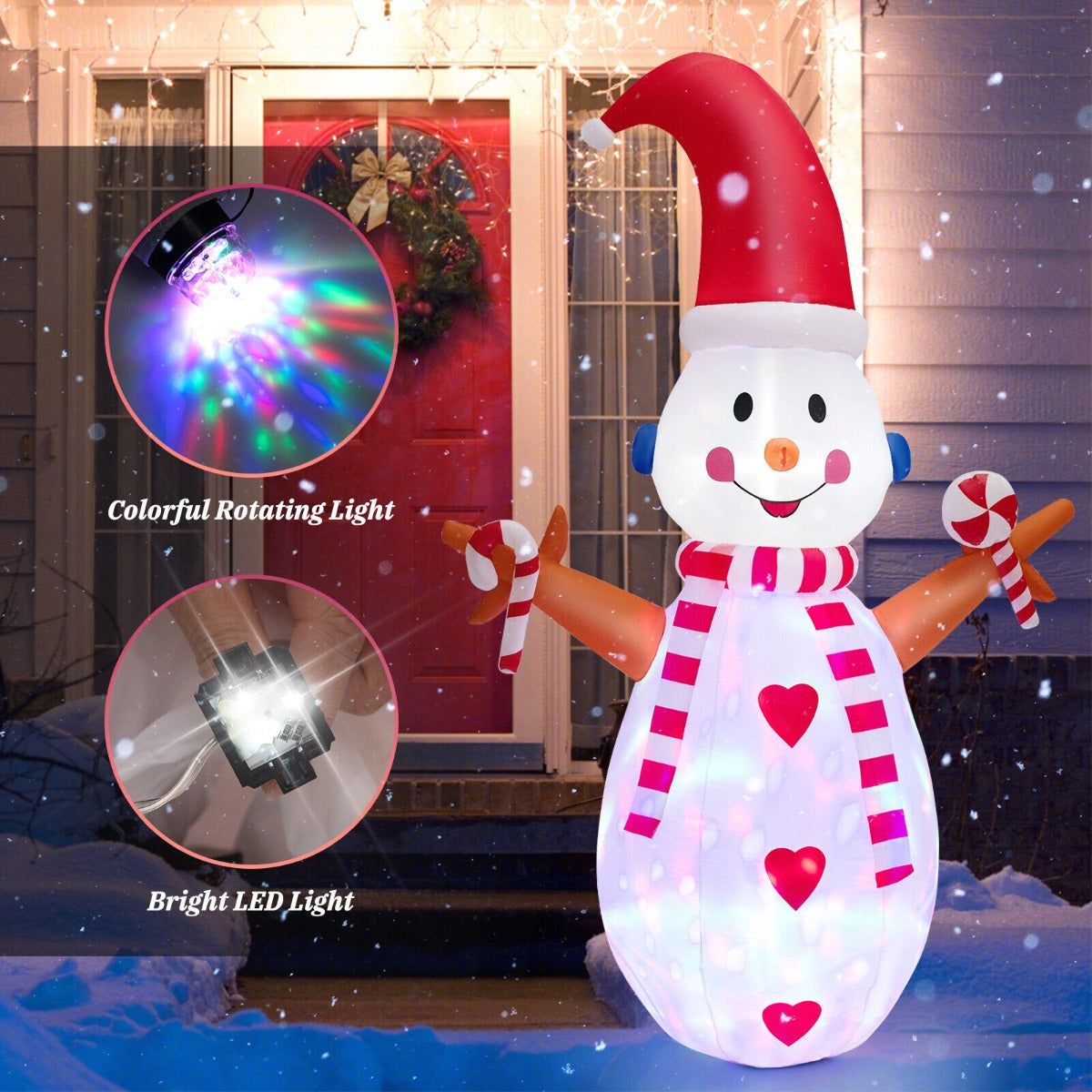 8 Feet Inflatable Christmas Snowman Decoration with Bright LED Lights