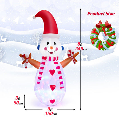 8 Feet Inflatable Christmas Snowman Decoration with Bright LED Lights