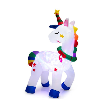 6 Feet Inflatable Christmas Magic Unicorn with Multicolor Disco Light