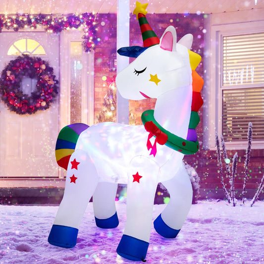 6 Feet Inflatable Christmas Magic Unicorn with Multicolor Disco Light