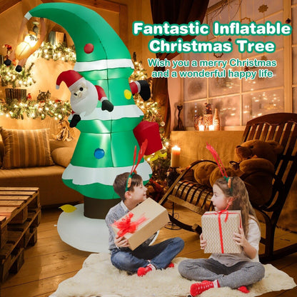 8 Feet Inflatable Christmas Tree and Santa Claus with LED Air Blower