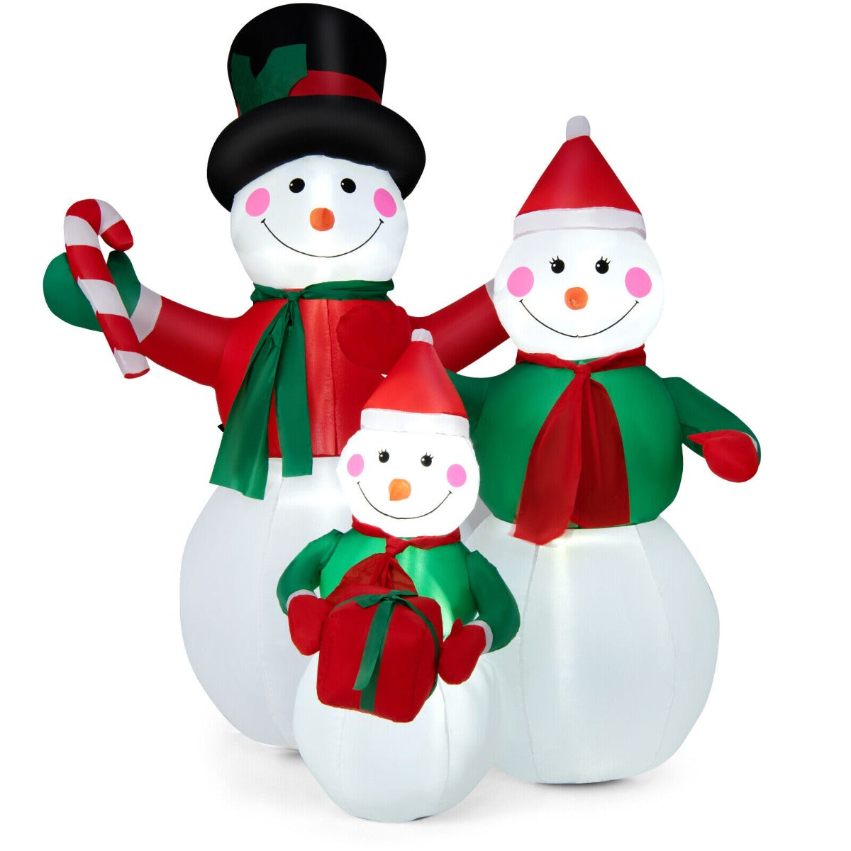 6.5 Feet Inflatable Snowman Family Christmas Decoration with LED Lights