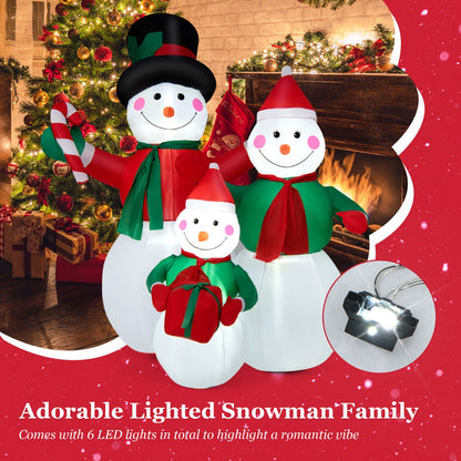 6.5 Feet Inflatable Snowman Family Christmas Decoration with LED Lights