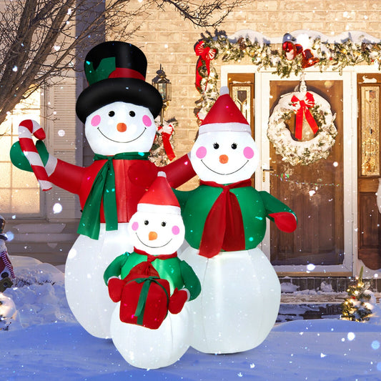 6.5 Feet Inflatable Snowman Family Christmas Decoration with LED Lights