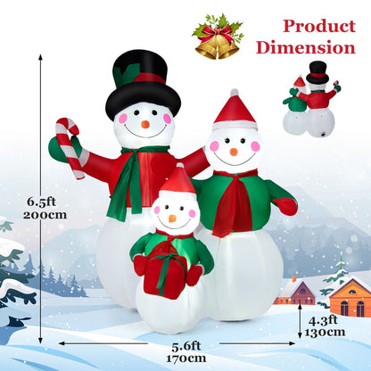 6.5 Feet Inflatable Snowman Family Christmas Decoration with LED Lights