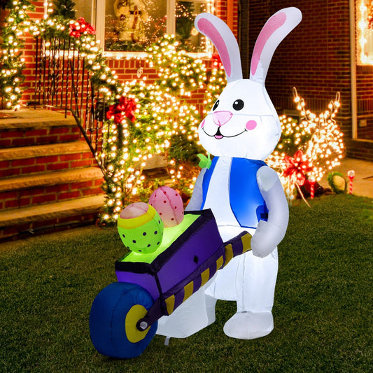 4 Feet Inflatable Easter Bunny with Pushing Cart