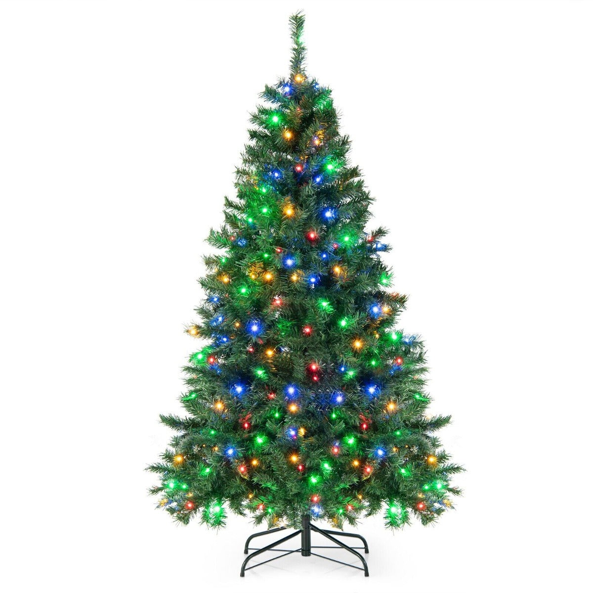 6 Feet Pre-Lit Artificial Hinged Christmas Tree with 260 LED Lights