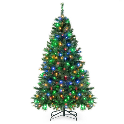6 Feet Pre-Lit Artificial Hinged Christmas Tree with 260 LED Lights
