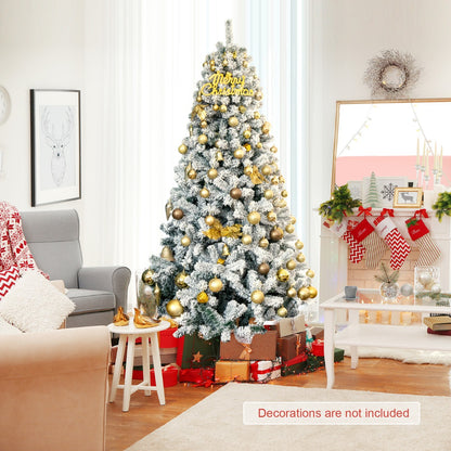 Snow Flocked Artificial Christmas Tree with 600/1010 Tips-7.5 FT