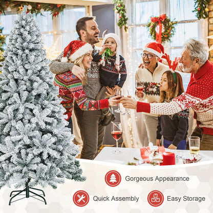 Snow Flocked Artificial Christmas Tree with 600/1010 Tips-7.5 FT