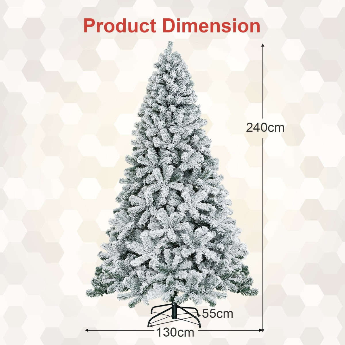 Snow Flocked Artificial Christmas Tree with 600/1010 Tips-7.5 FT