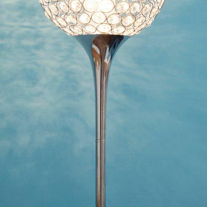 HOMCOM Modern Floor Lamp with K9 Crystal Lampshade, Tall Standing Lamp with E27 Bulb Base and Foot Switch for Living Room Bedroom Study Office Silver