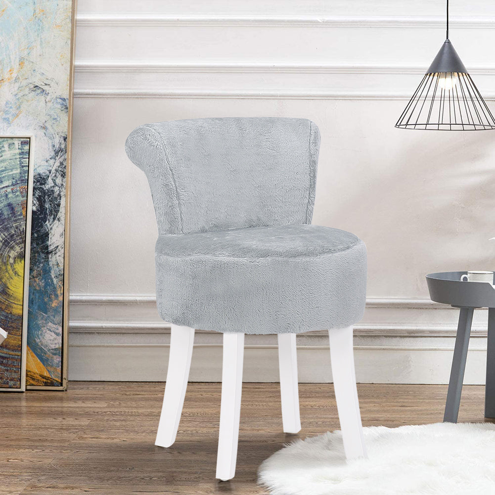 Plush Makeup Dressing Stool - Grey